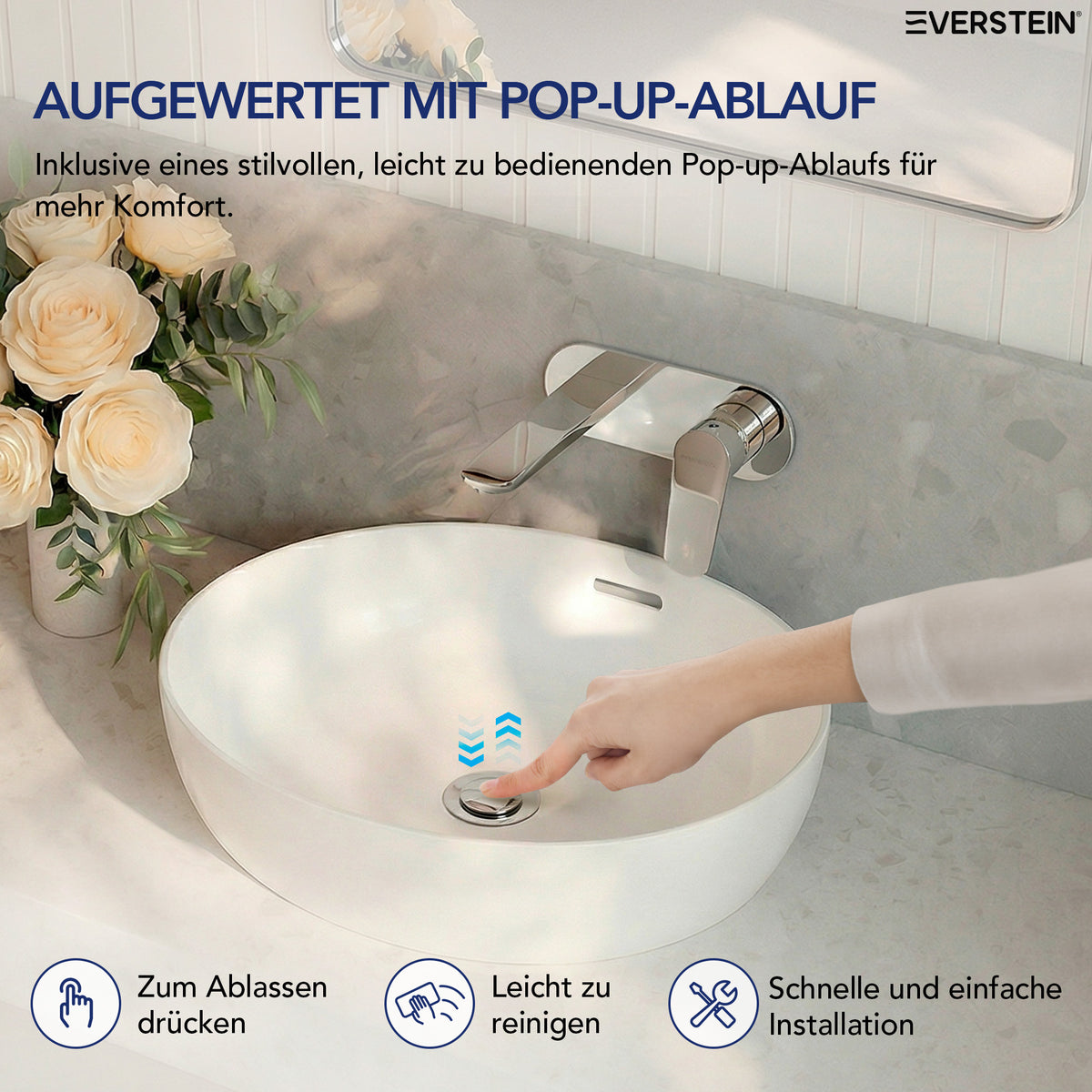EVERSTEIN Unterputz-Waschtischarmatur, Wasserhahn Bad mit Pop-up (SFS-1276)