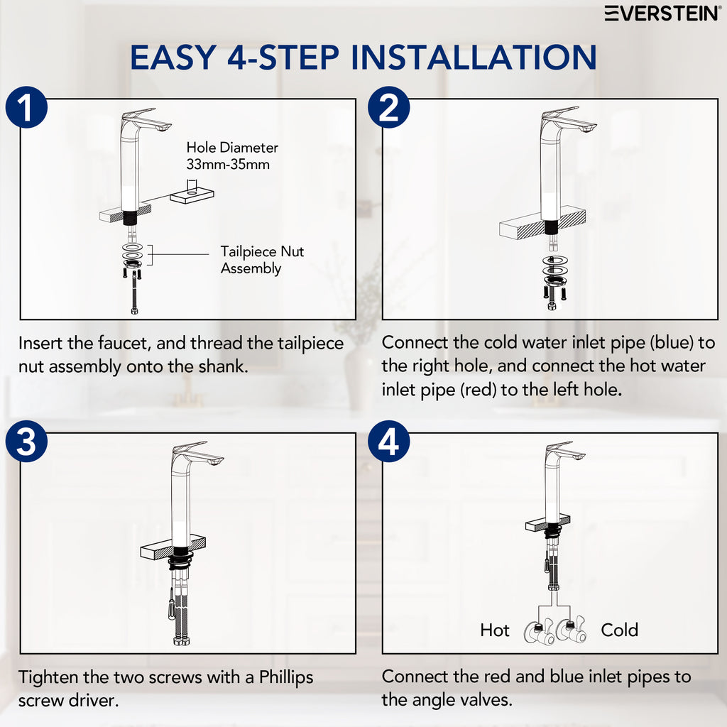 EVERSTEIN Tall Countertop Basin Mixer Tap