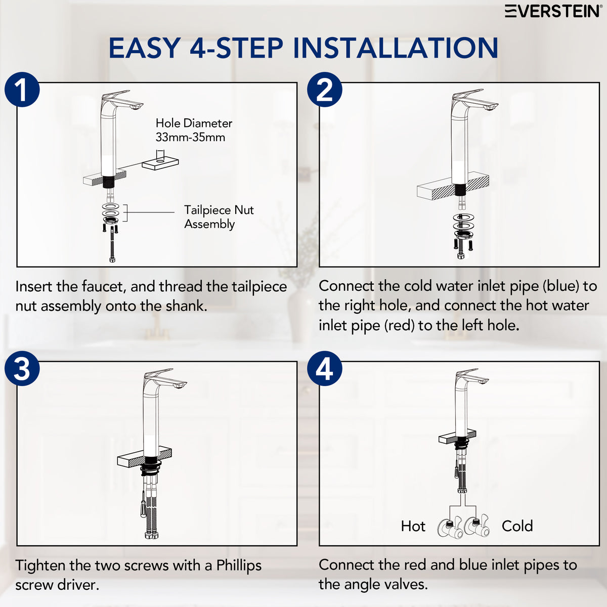 EVERSTEIN Tall Countertop Basin Mixer Tap