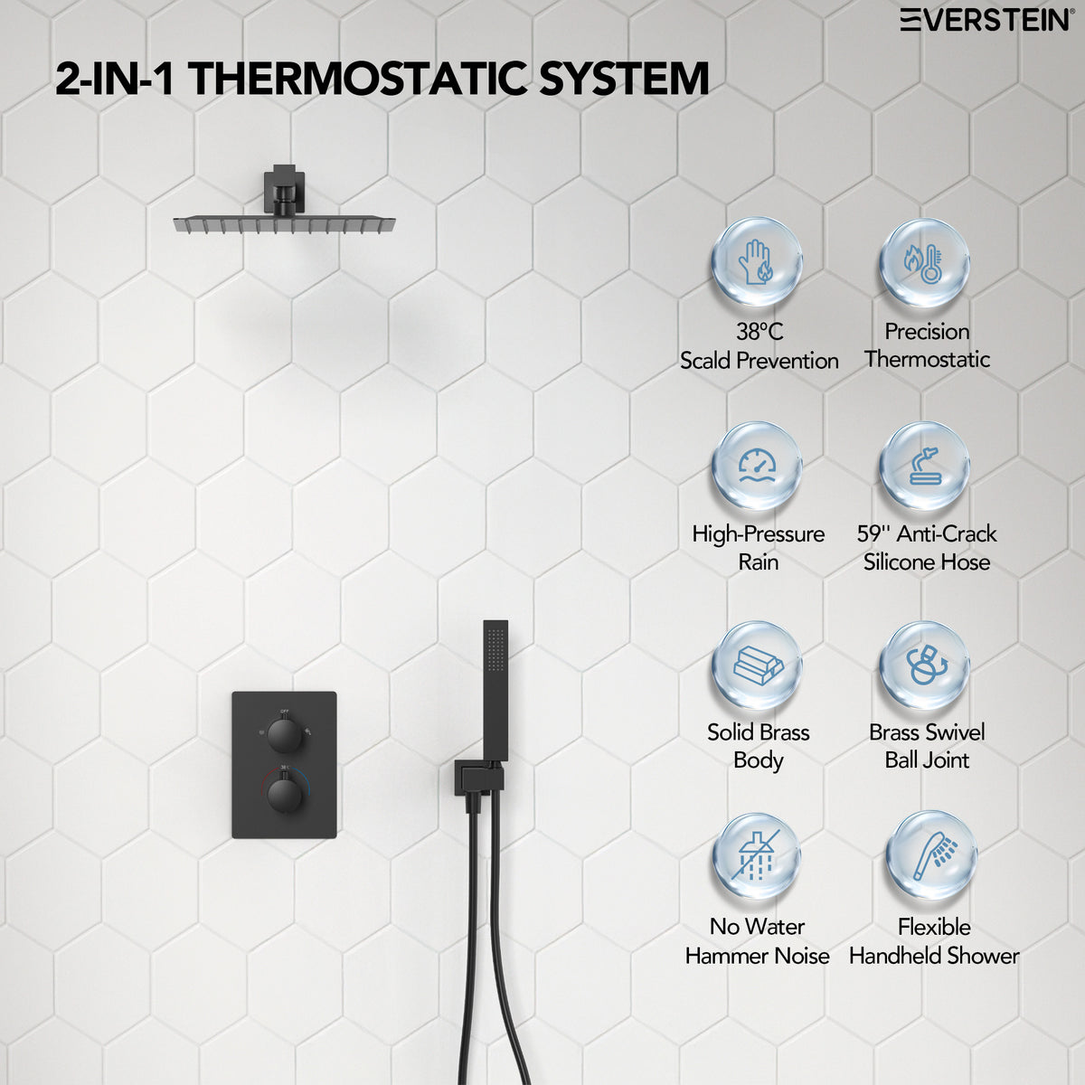 EVERSTEIN Thermostatic Shower System with Handheld