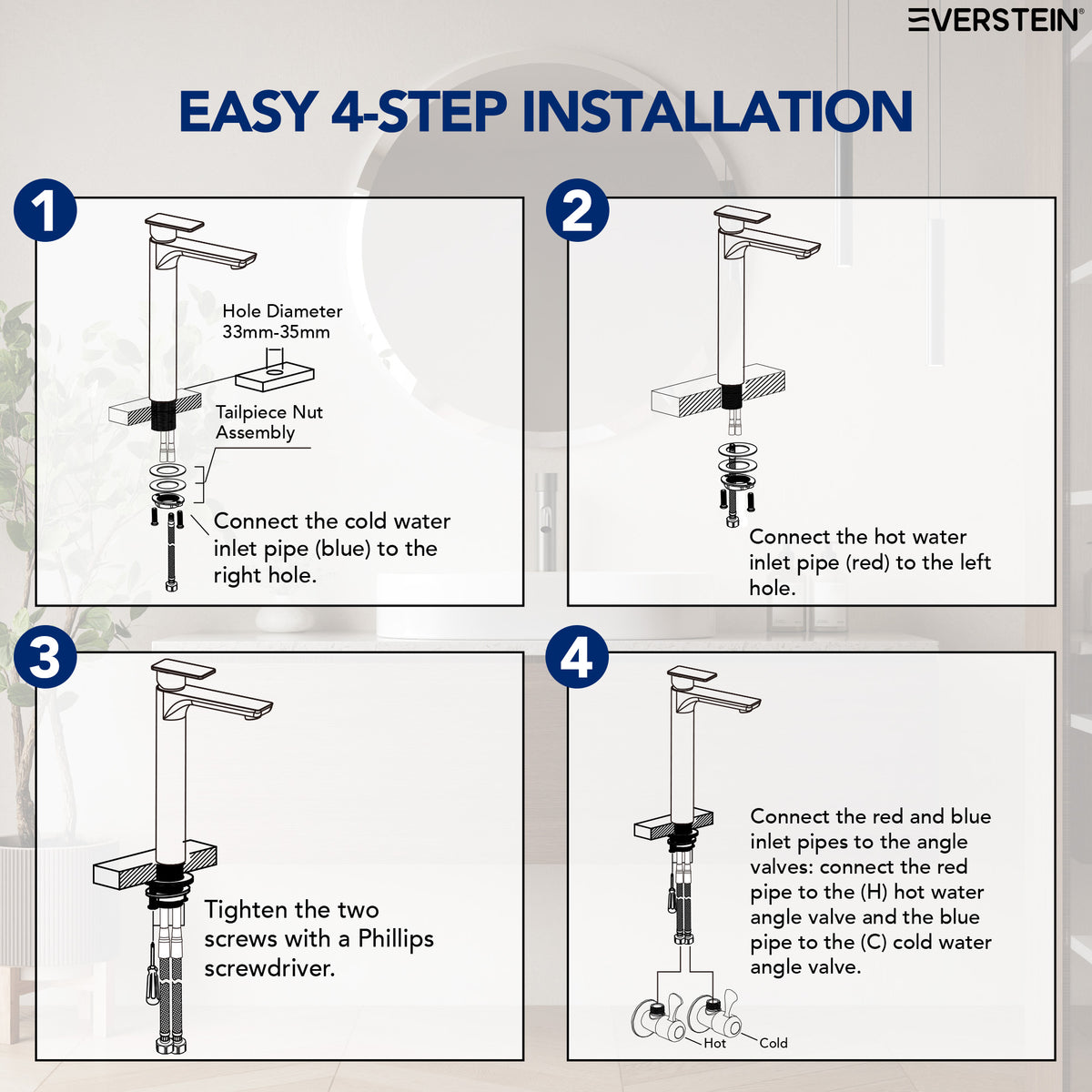EVERSTEIN Single-Hole Bathroom Vessel Basin Tap