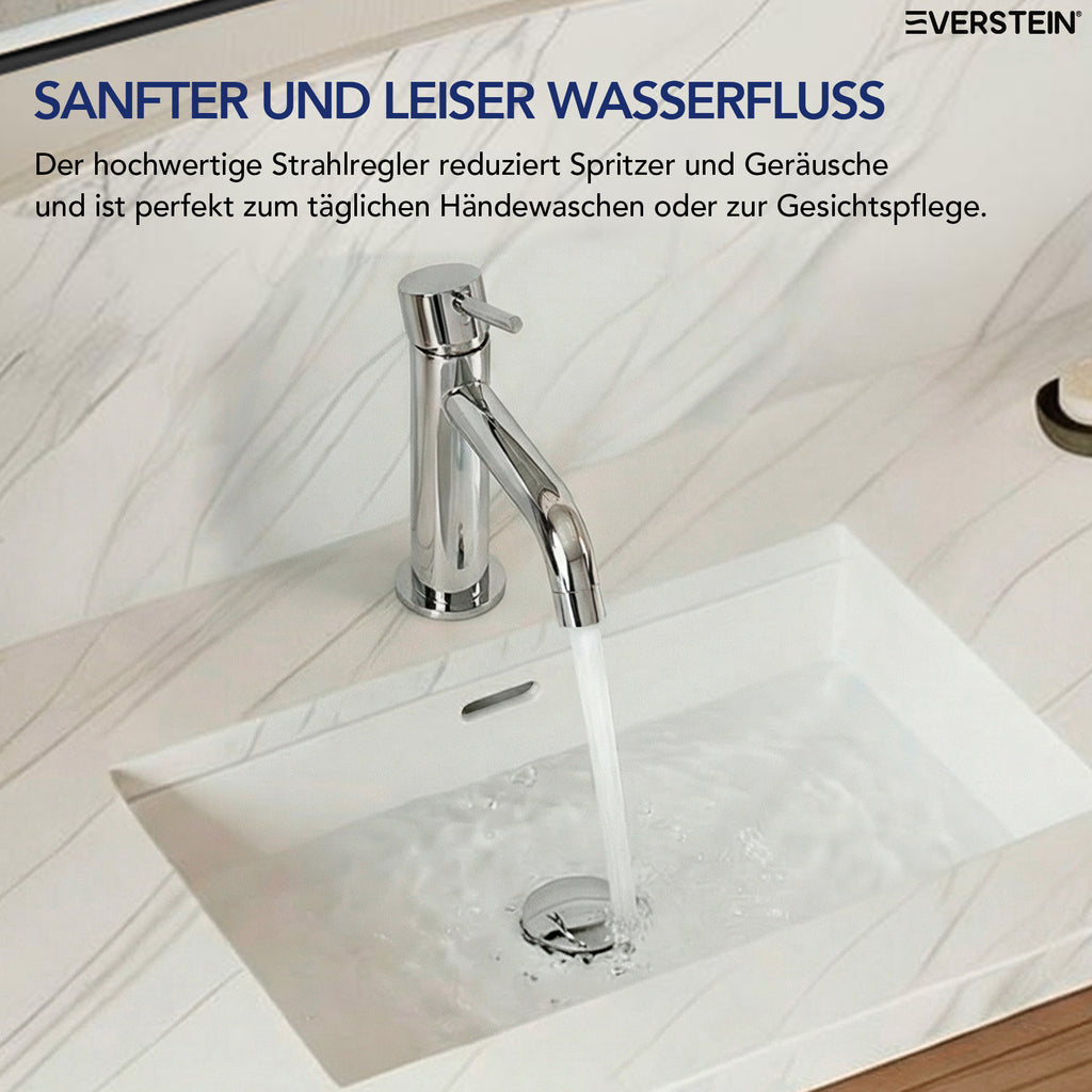 EVERSTEIN Wasserhahn Bad Waschtischarmatur: Pop-up, Messing, Ablauf (SFS-5001)
