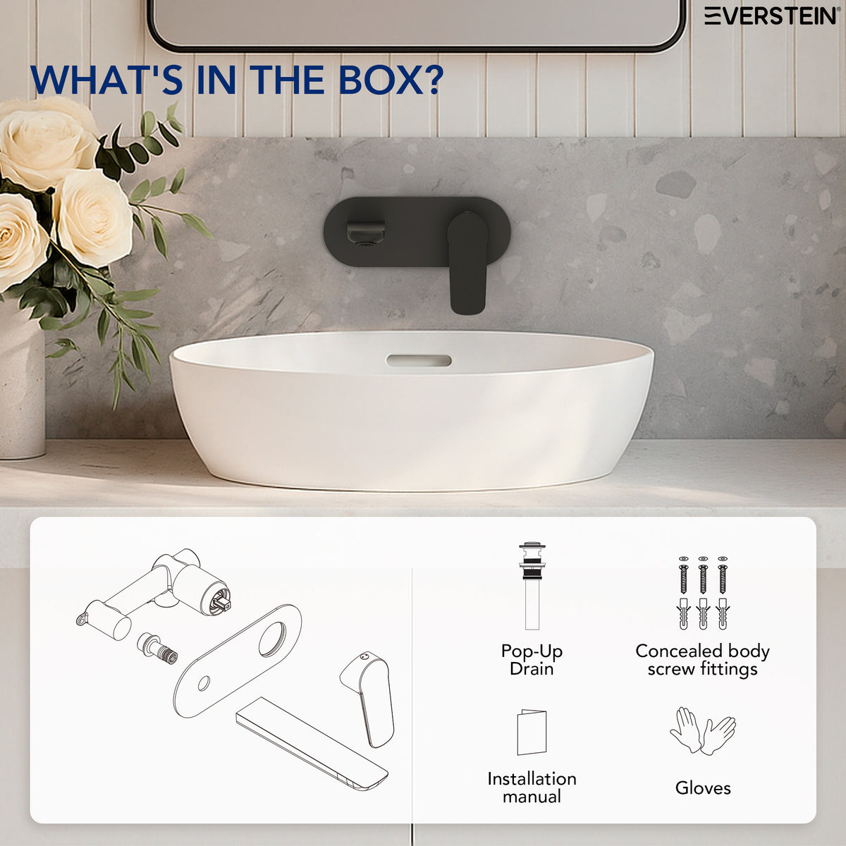 EVERSTEIN Wall Mounted Bathroom Basin Tap