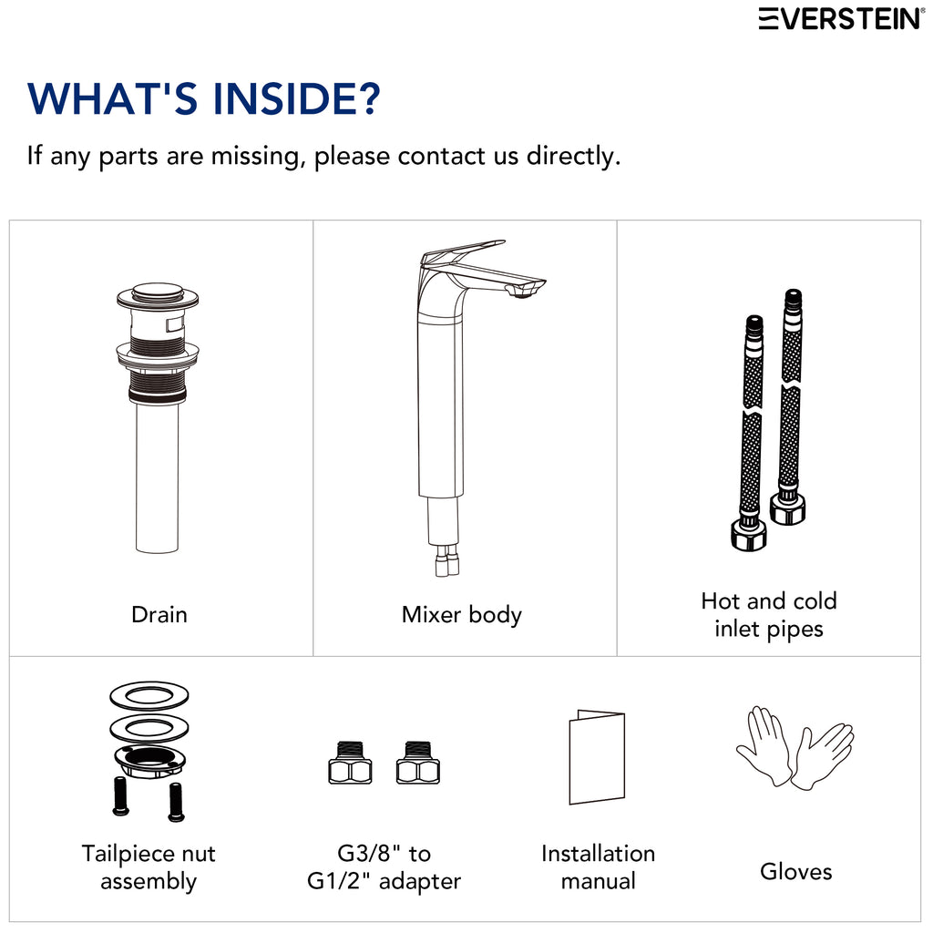 EVERSTEIN Tall Countertop Basin Mixer Tap