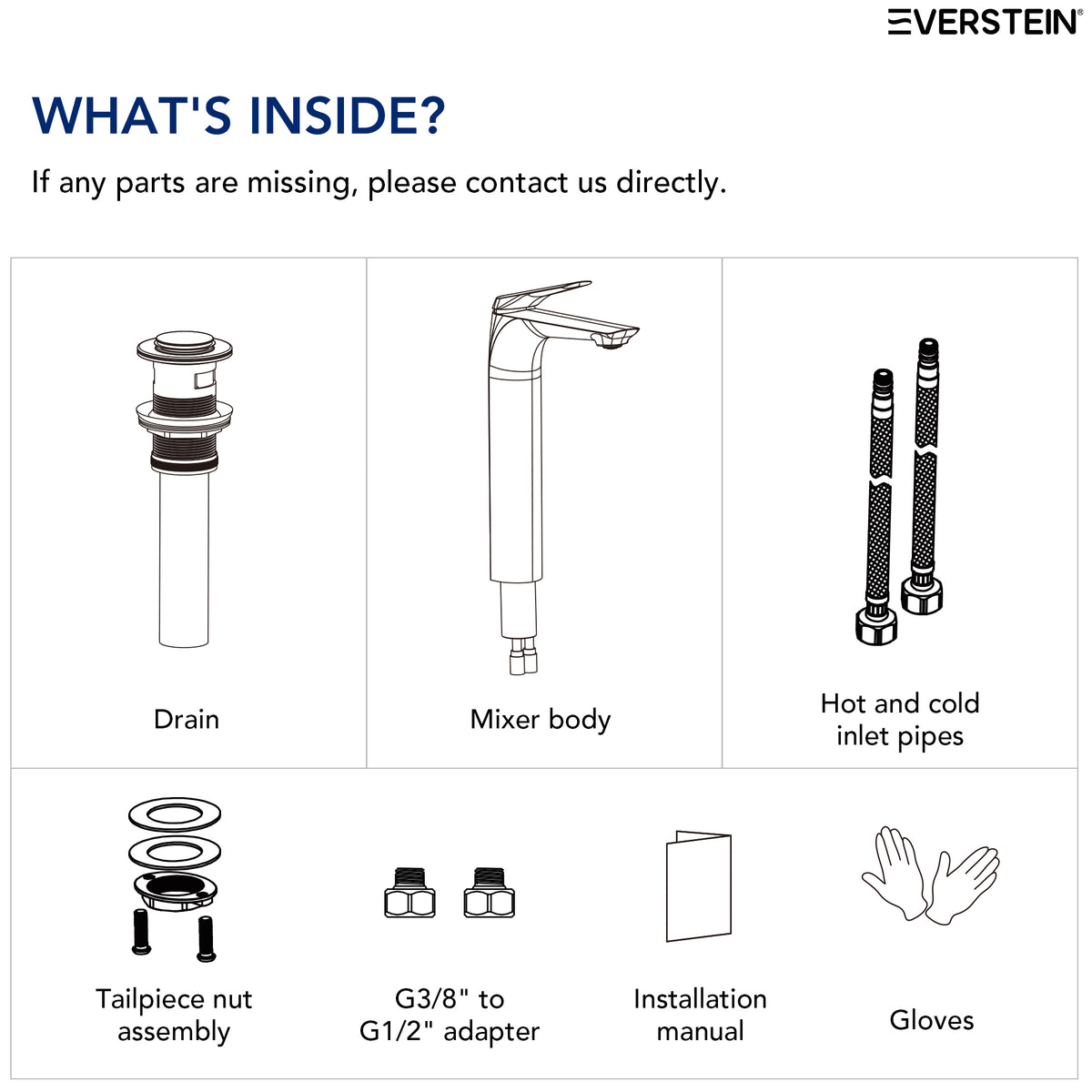 EVERSTEIN Tall Countertop Basin Mixer Tap