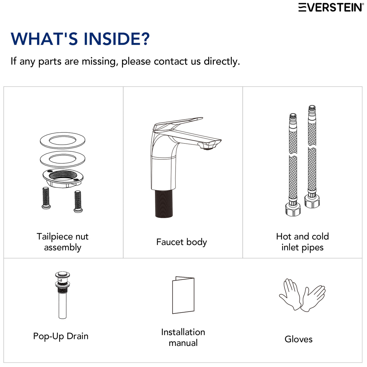 EVERSTEIN Bathroom Basin Tap with Pop-Up Drain