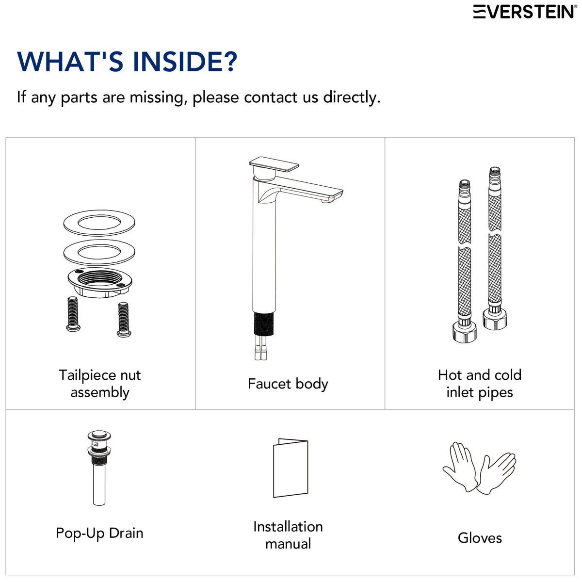 EVERSTEIN Single-Hole Bathroom Vessel Basin Tap