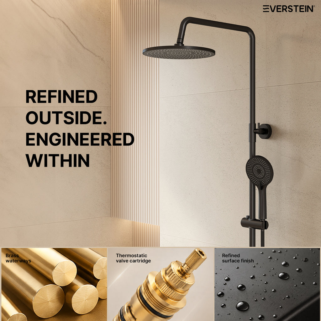 EVERSTEIN Thermostatic Shower Column with Overhead Shower and Handheld Shower