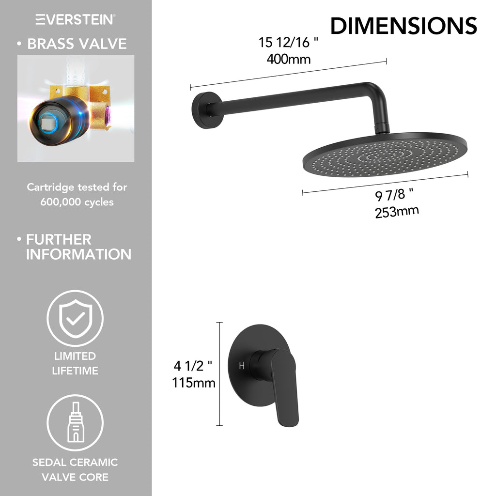 EVERSTEIN Concealed Shower System with Rain Shower