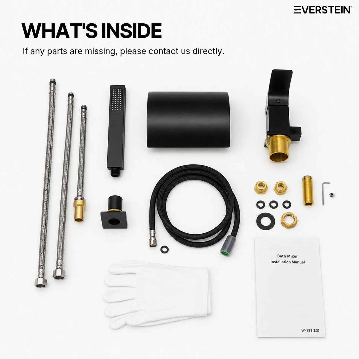 EVERSTEIN Waterfall Bathtub Tap with Hand Shower