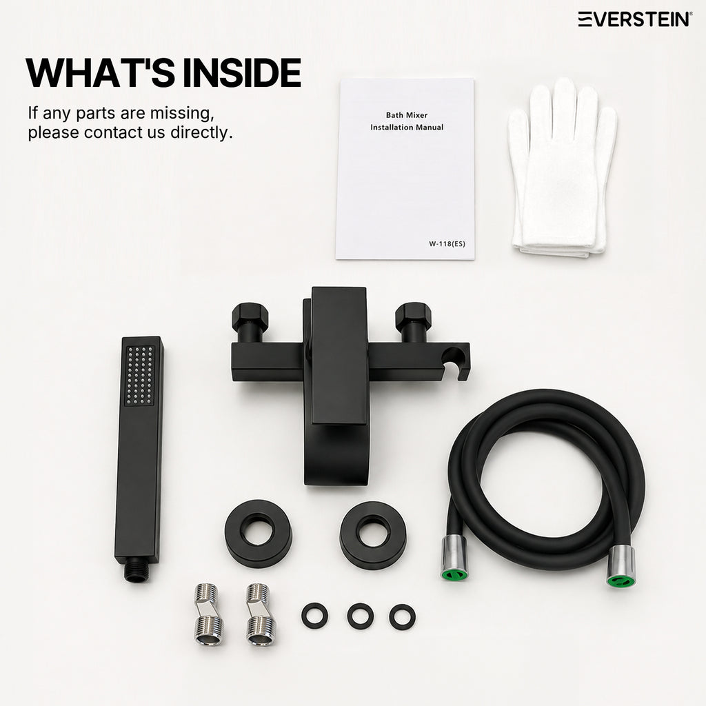 EVERSTEIN Wall Mounted Bathtub Tap with Hand Shower