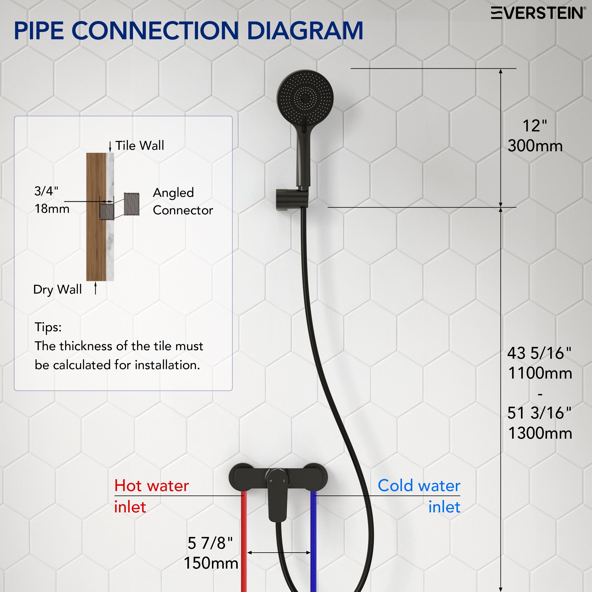 EVERSTEIN Exposed Shower System with Handheld