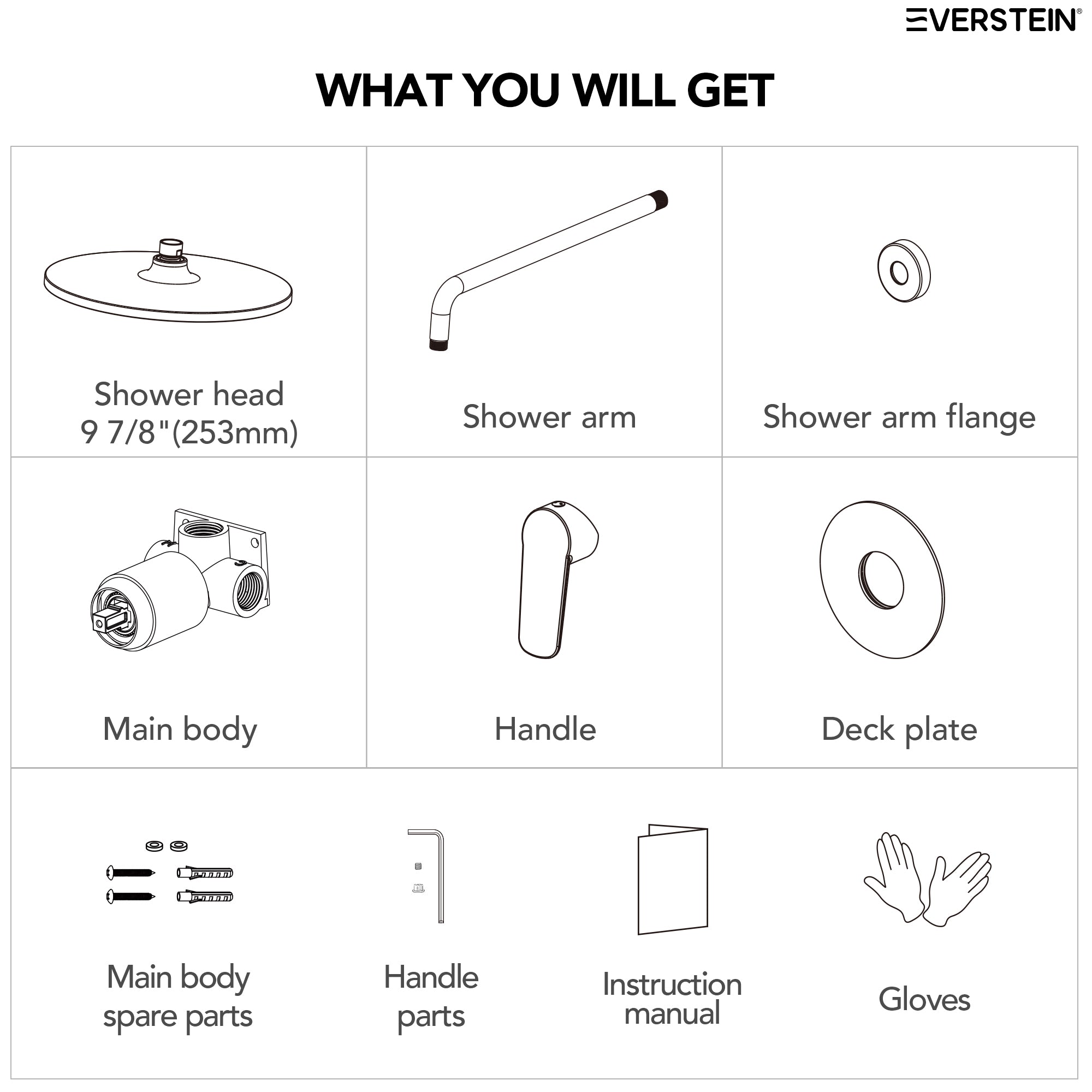 EVERSTEIN Concealed Shower System with Rain Shower