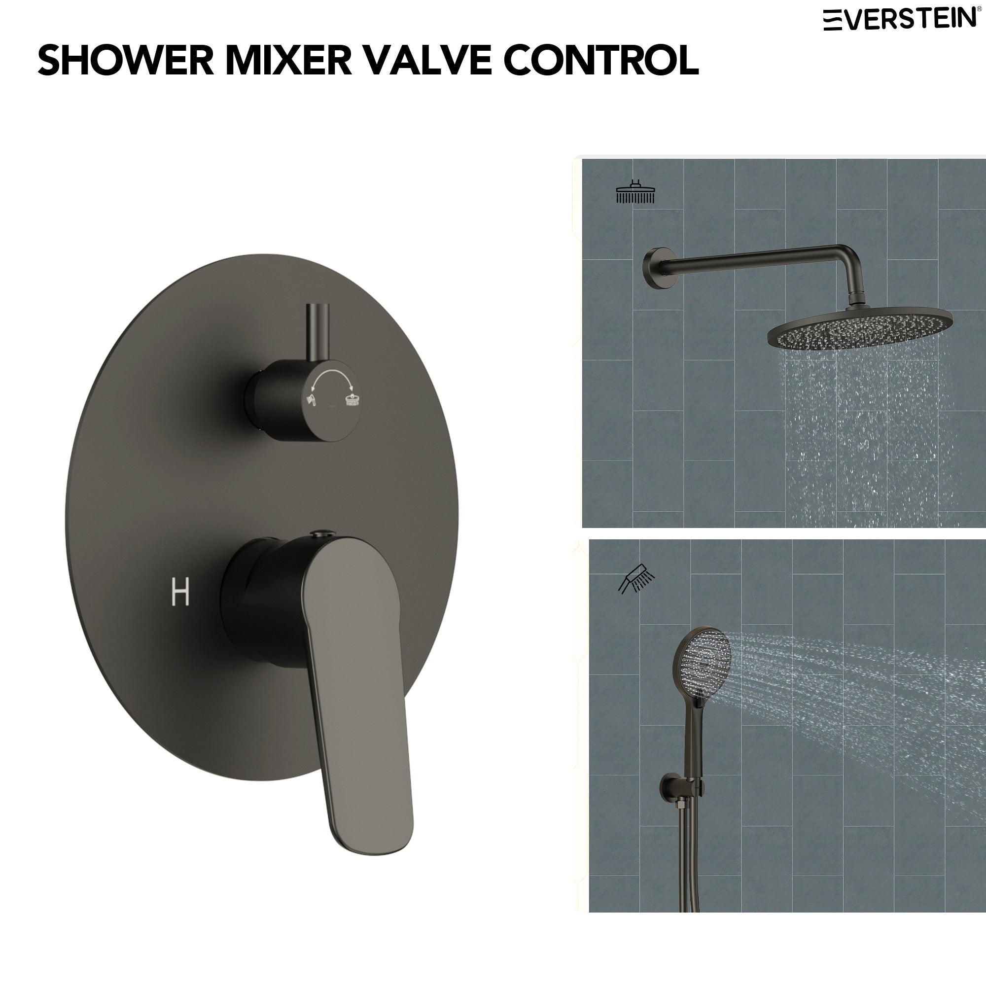 EVERSTEIN Concealed Rainfall Shower System with Handheld