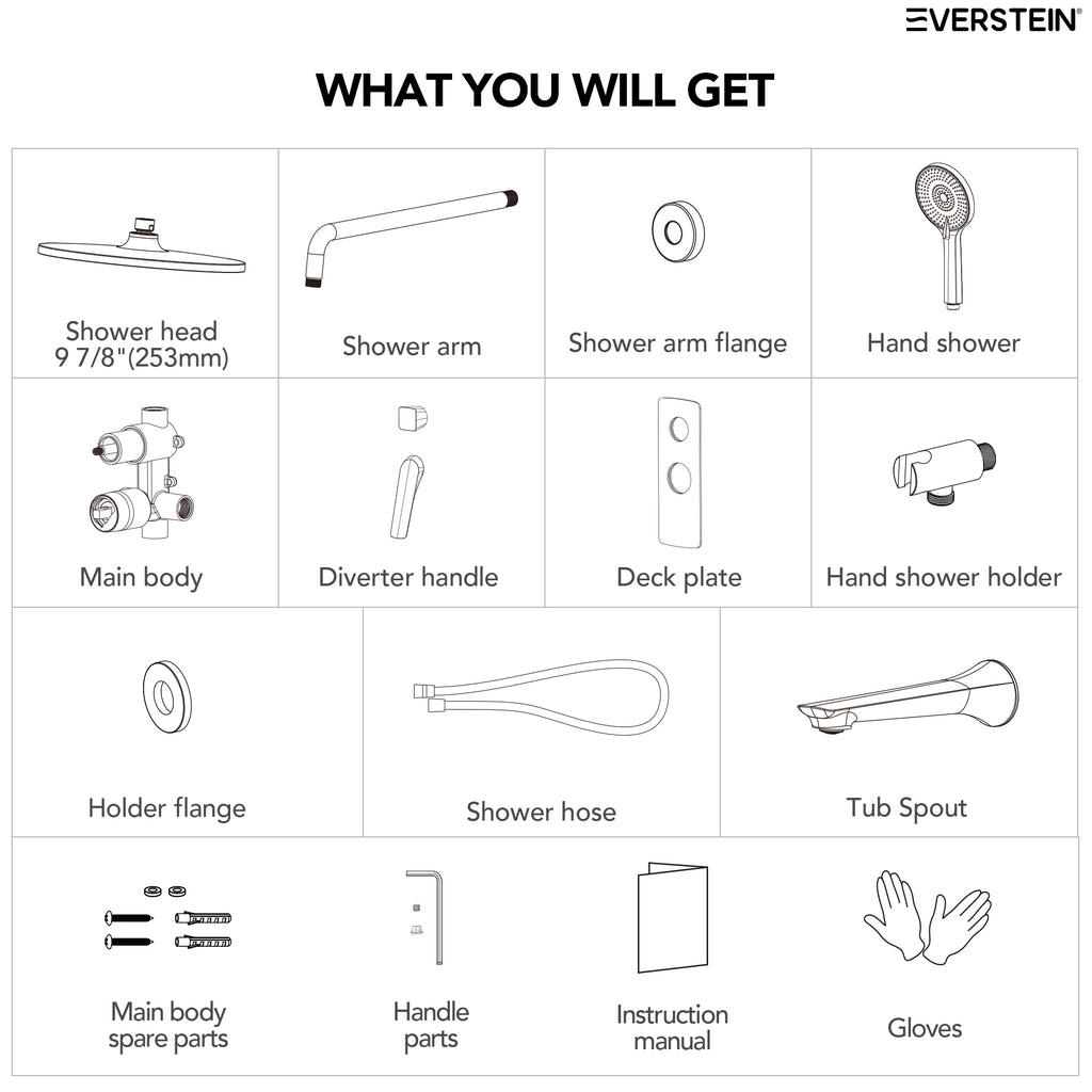 EVERSTEIN Concealed 3-Function Shower System