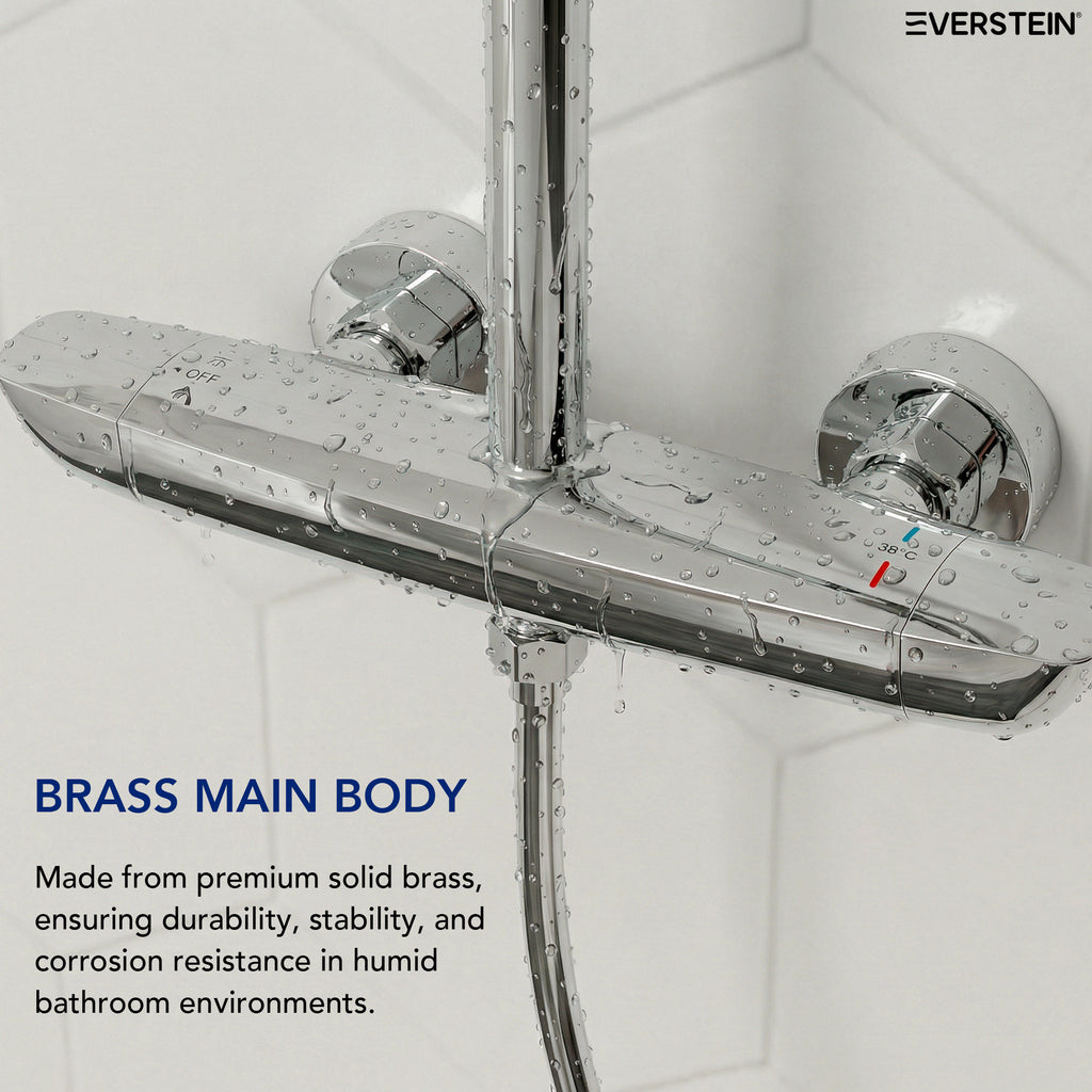 EVERSTEIN Thermostatic Shower System with Rain Shower and Hand Shower