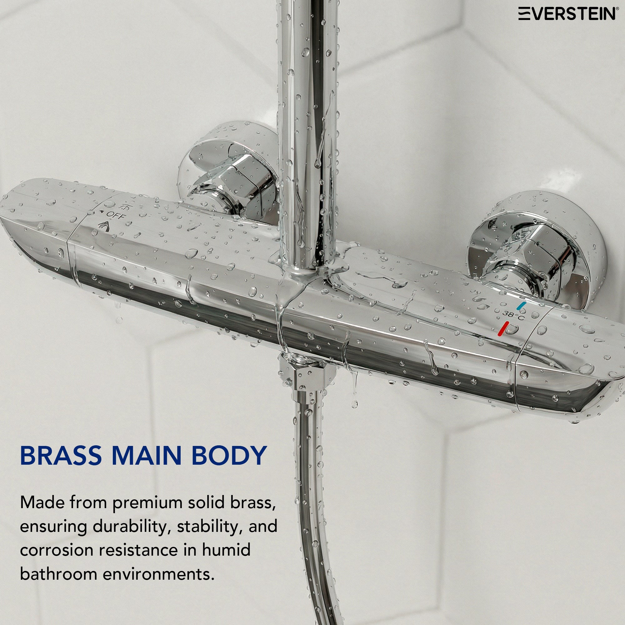 EVERSTEIN Thermostatic Shower System with Rain Shower and Hand Shower