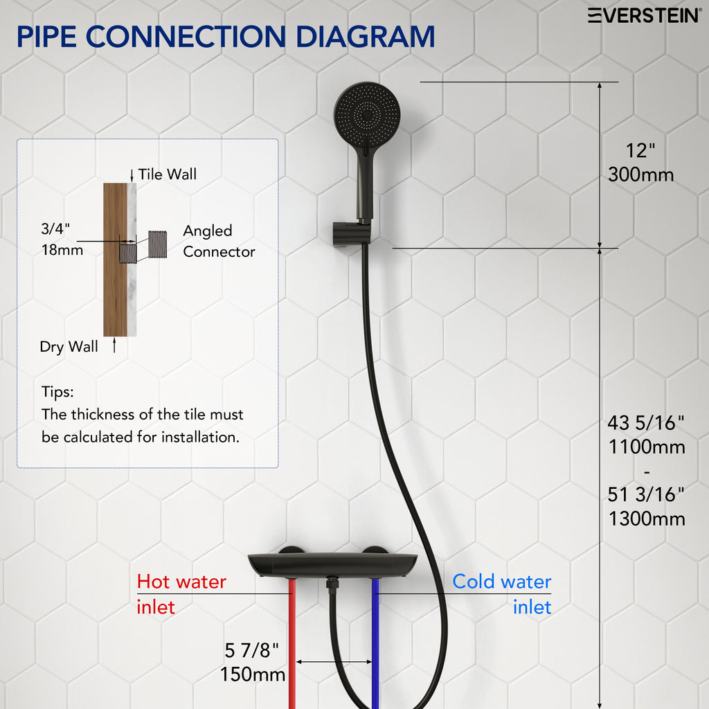 EVERSTEIN Thermostatic Shower Mixer with Hand Shower