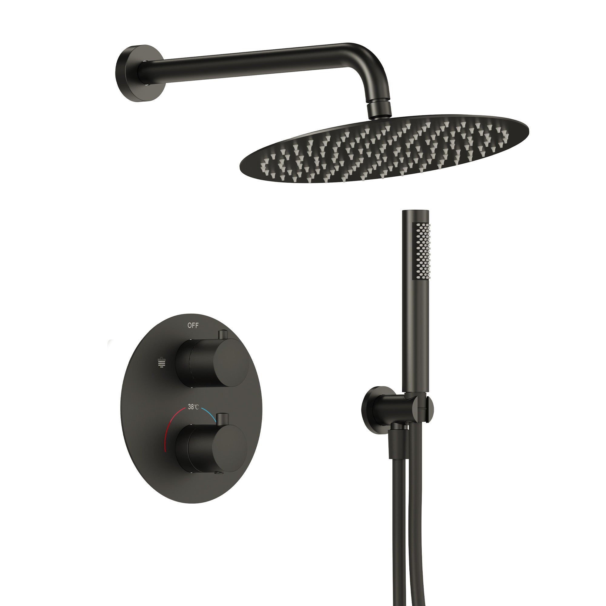 EVERSTEIN Round Thermostatic Shower System with Handheld