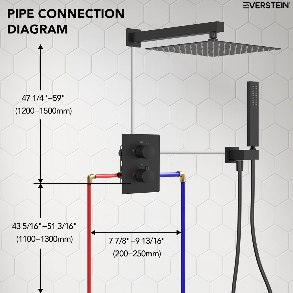 EVERSTEIN Thermostatic Shower System with Handheld