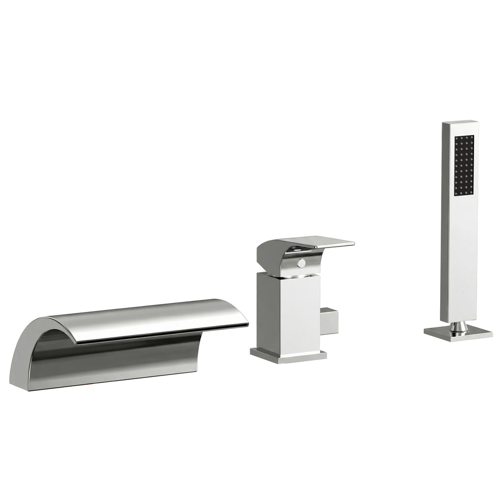 EVERSTEIN Badewannenarmatur mit Handbrause Wasserfall 3-Loch