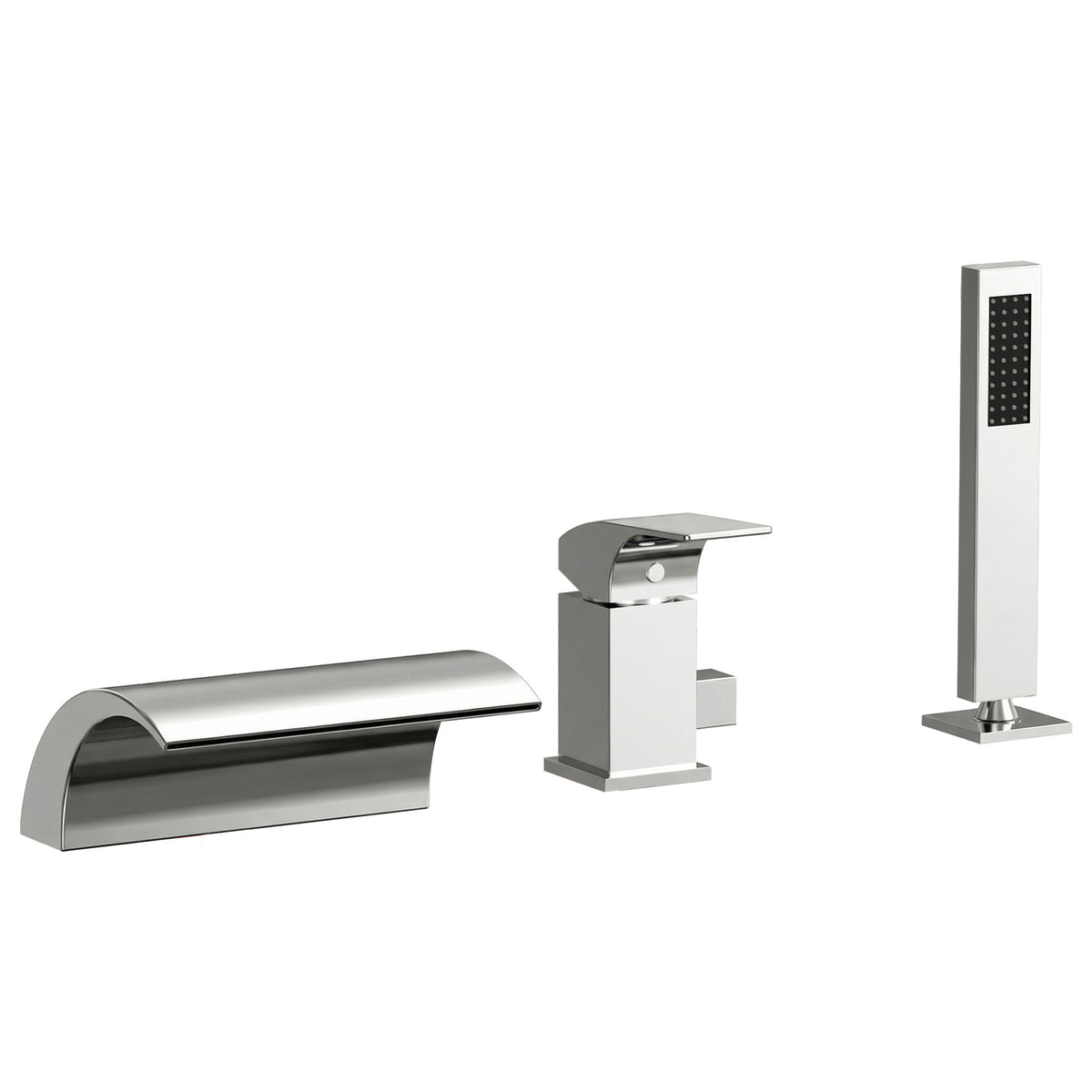 EVERSTEIN Badewannenarmatur mit Handbrause Wasserfall 3-Loch