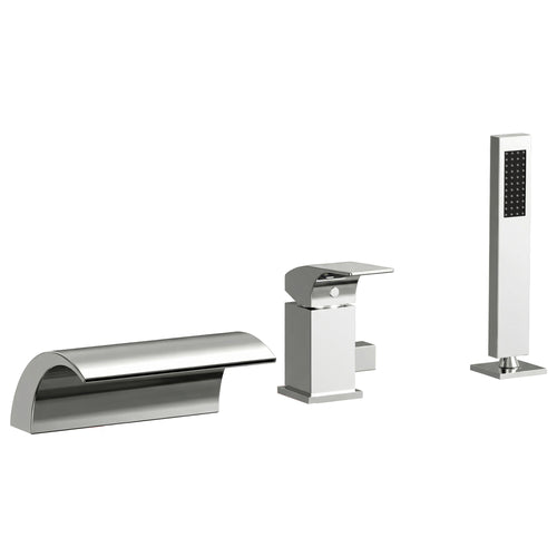 EVERSTEIN Badewannenarmatur mit Handbrause Wasserfall 3-Loch
