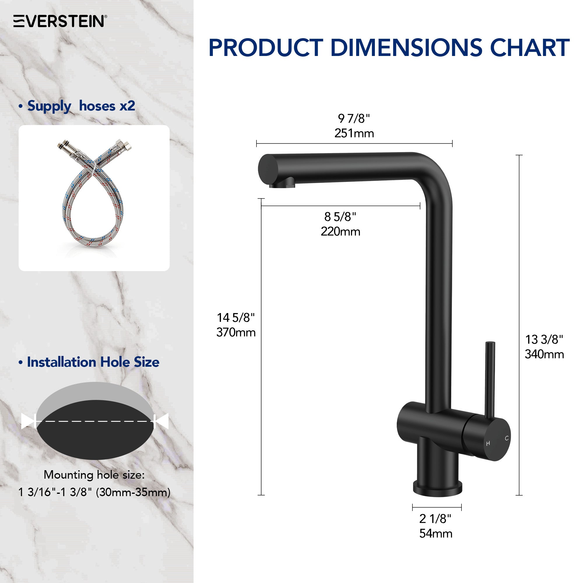 EVERSTEIN Single Handle Kitchen Faucet