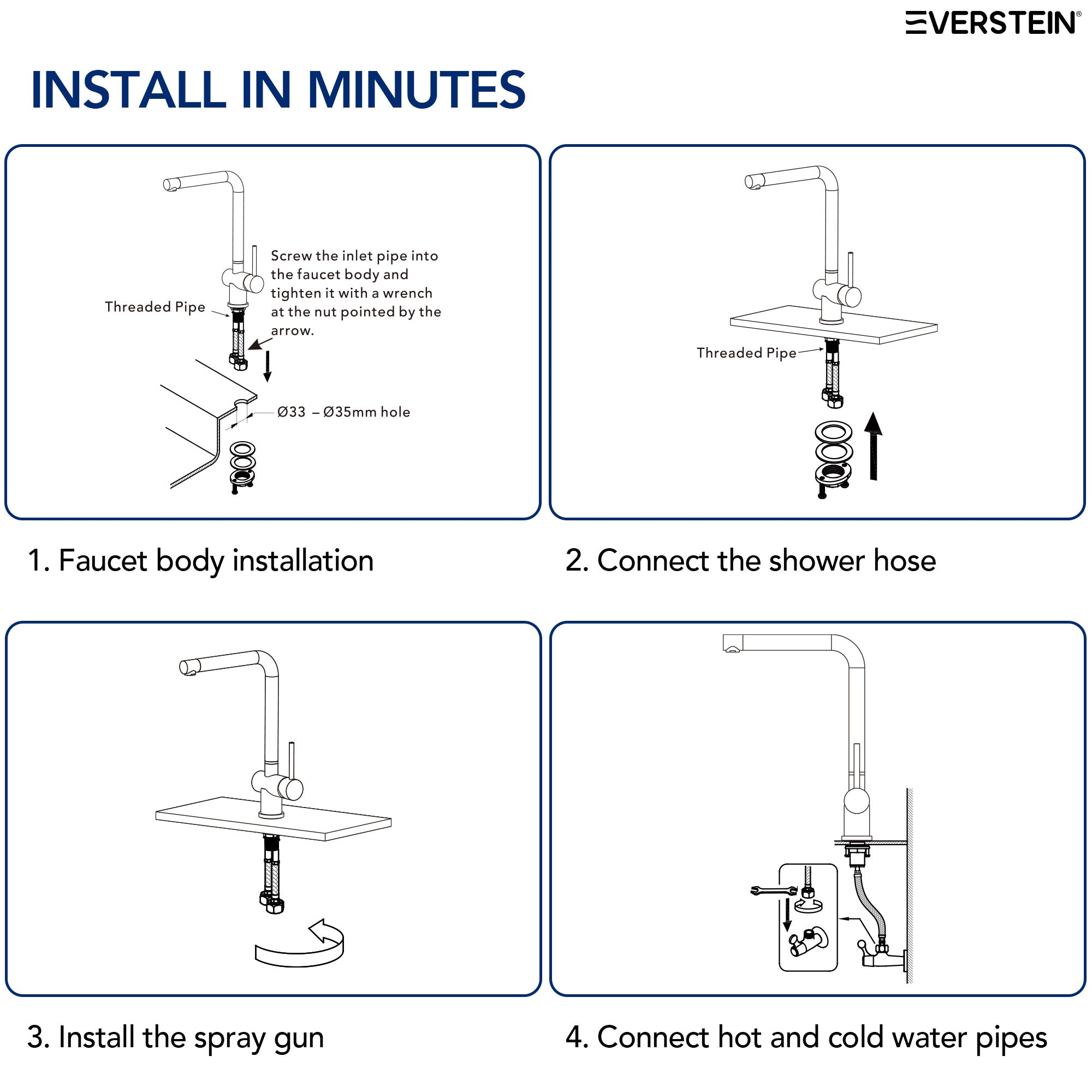 EVERSTEIN Single Handle Kitchen Faucet