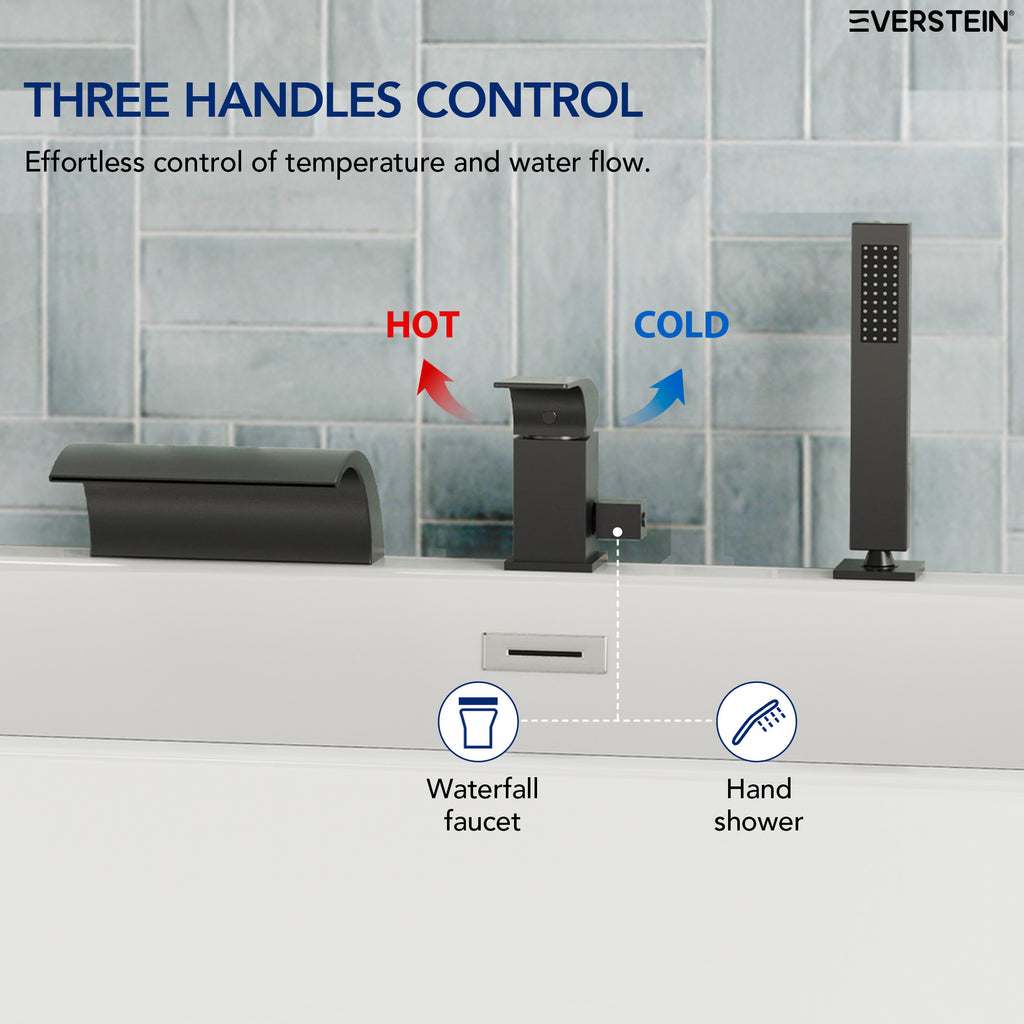 EVERSTEIN Waterfall Bathtub Faucet with Hand Shower