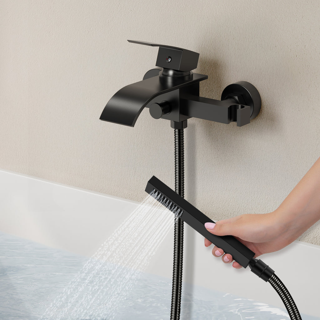 EVERSTEIN Wall Mounted Bathtub Faucet with Hand Shower