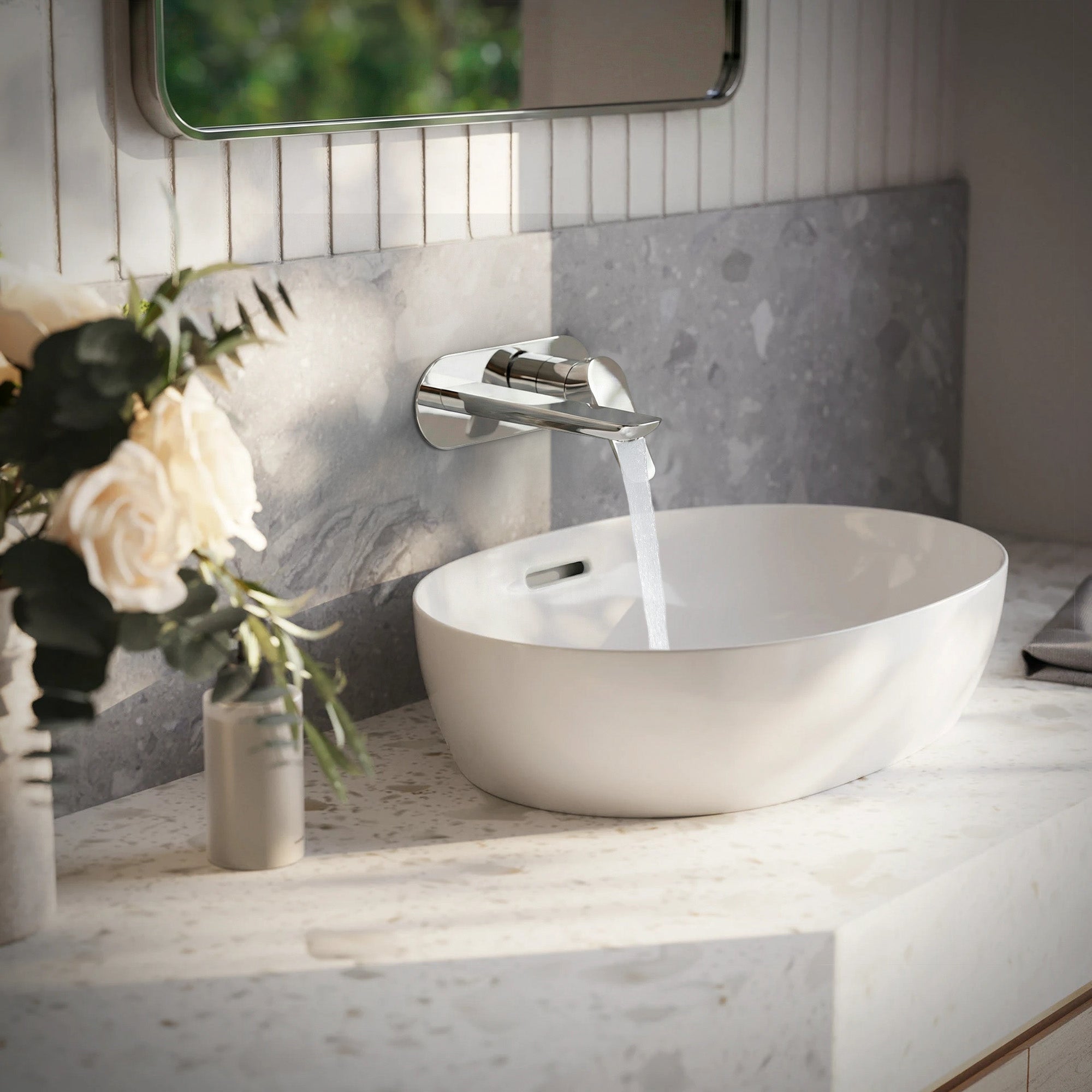 EVERSTEIN Wall Mounted Bathroom Sink Faucet