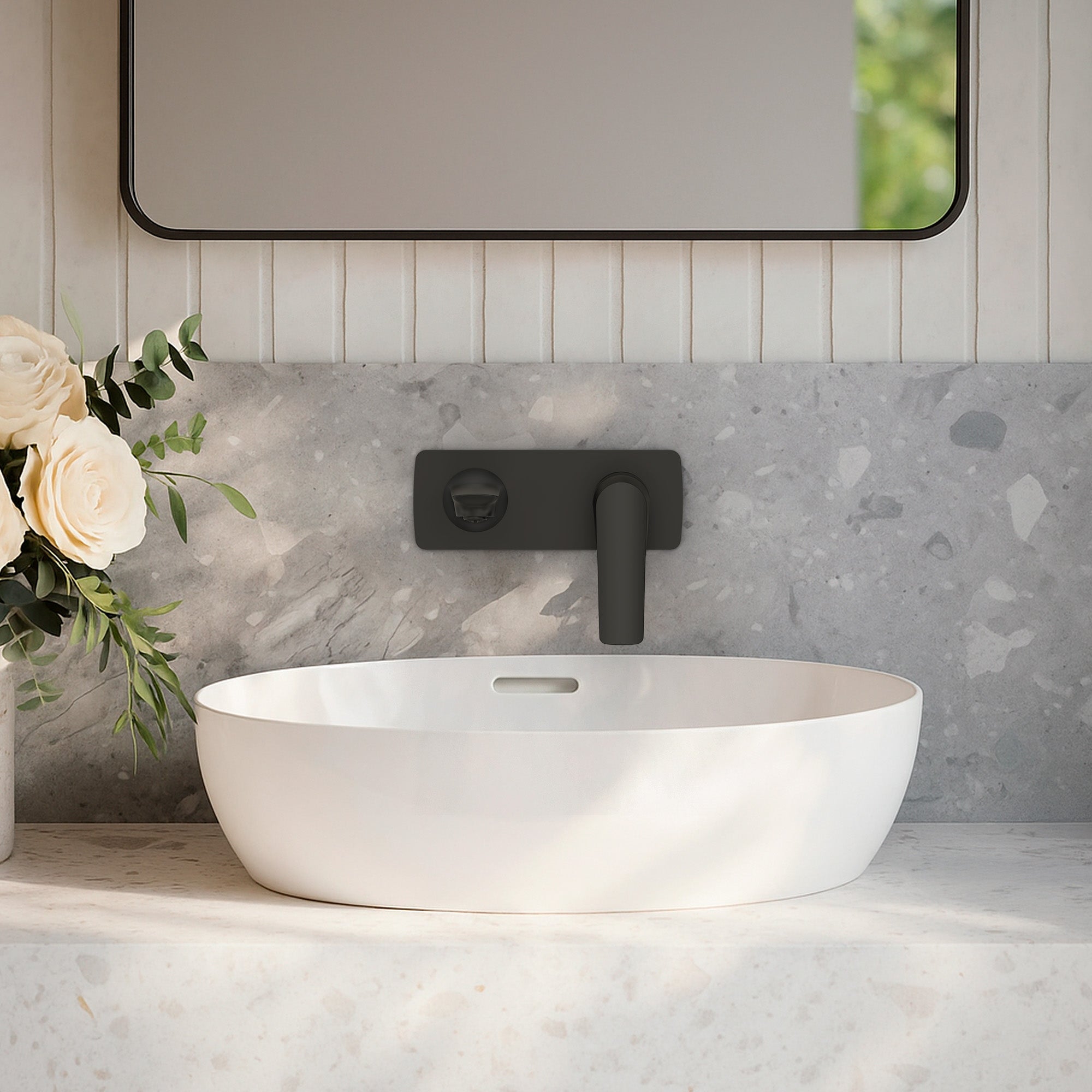 EVERSTEIN Wall Mounted Bathroom Sink Faucet with Single Handle