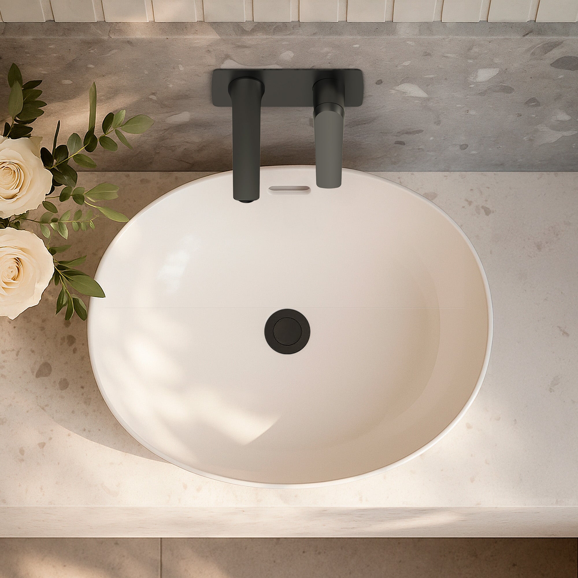 EVERSTEIN Wall Mounted Bathroom Sink Faucet with Single Handle