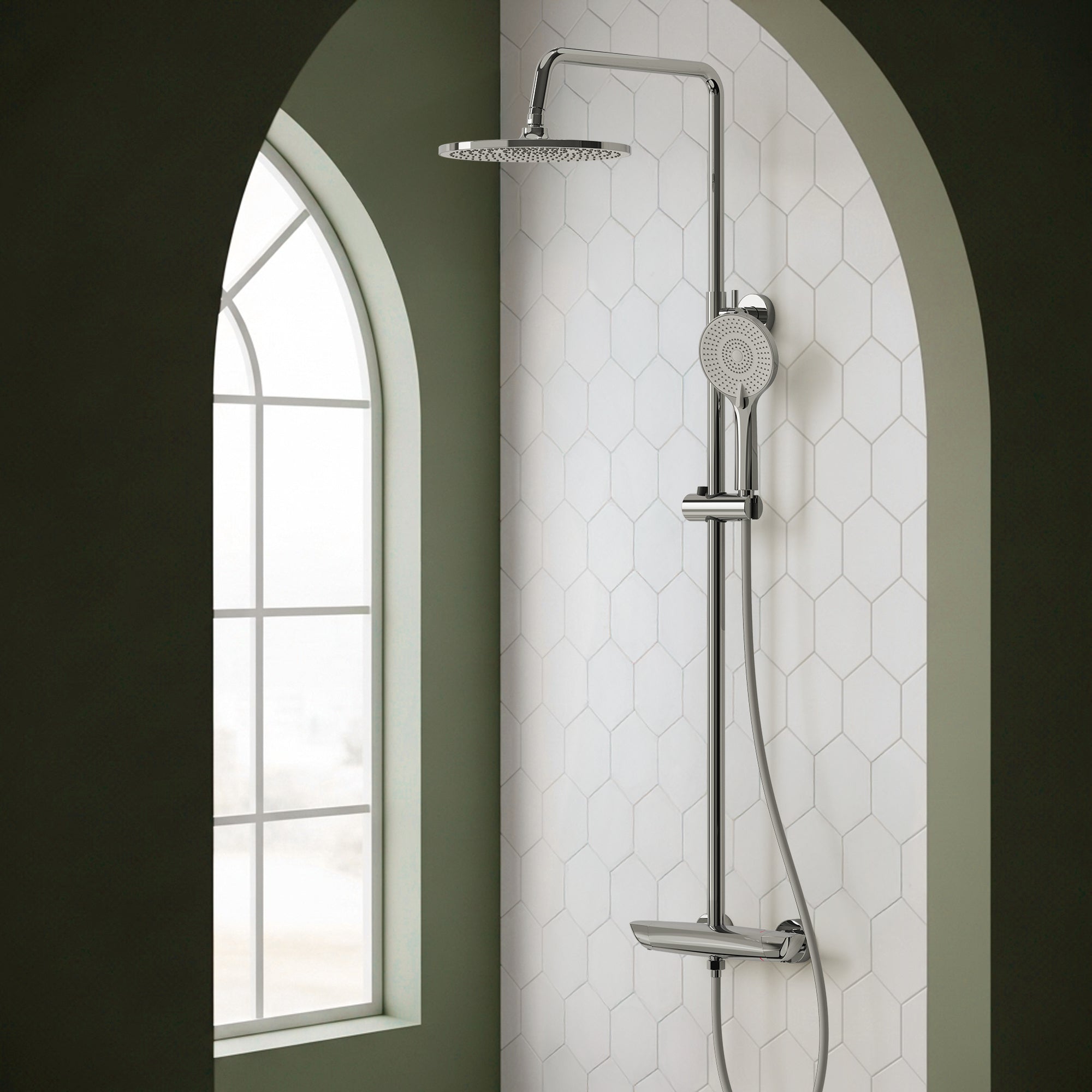 EVERSTEIN Thermostatic Shower System with Rain Shower and Hand Shower