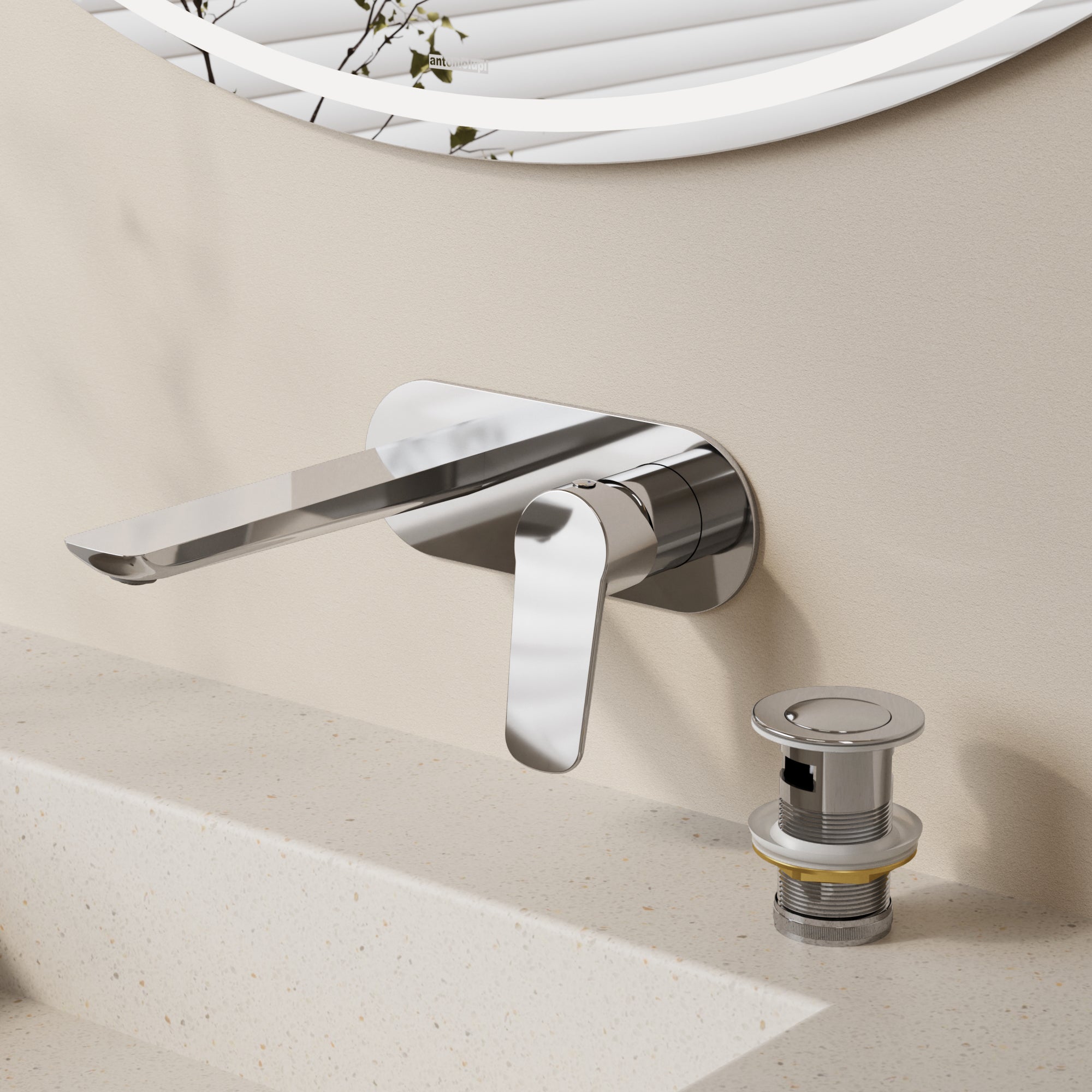 EVERSTEIN Wall Mounted Bathroom Sink Faucet