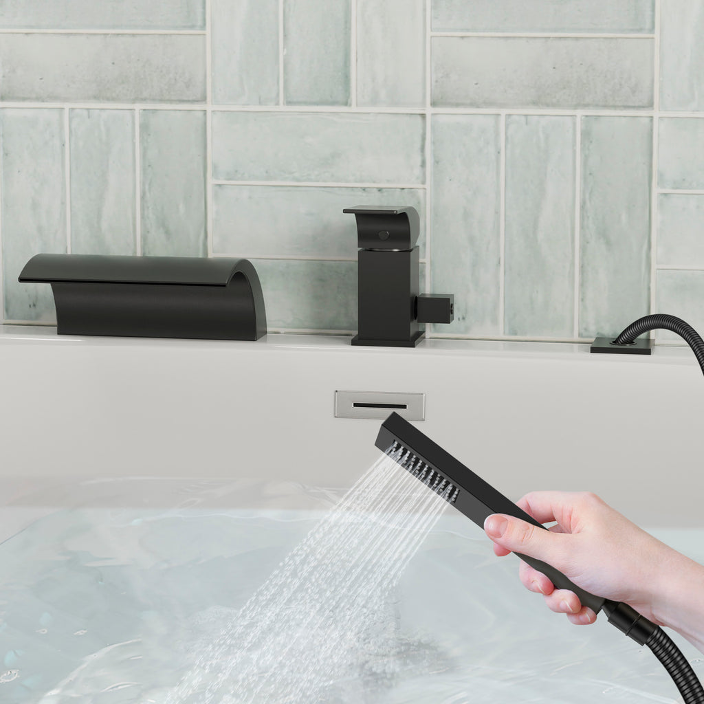 EVERSTEIN Waterfall Bathtub Faucet with Hand Shower