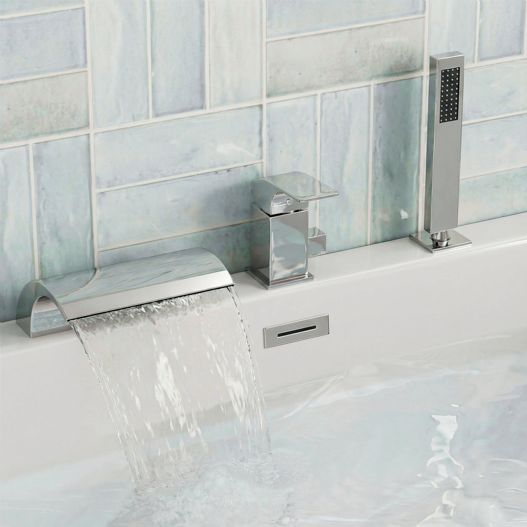 EVERSTEIN Waterfall Bathtub Faucet with Hand Shower