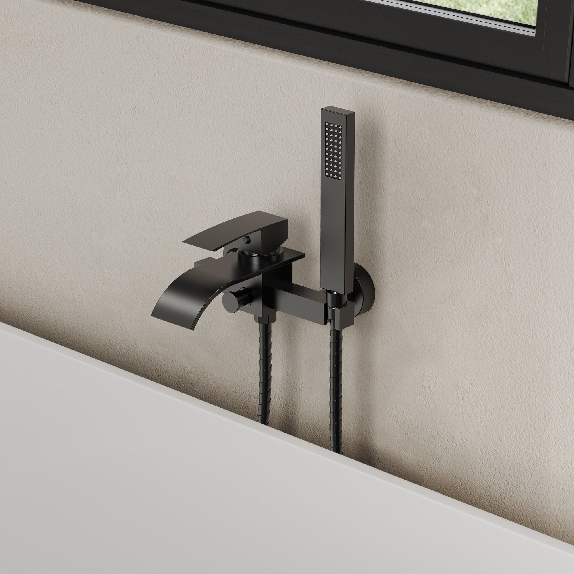 EVERSTEIN Wall Mounted Bathtub Faucet with Hand Shower
