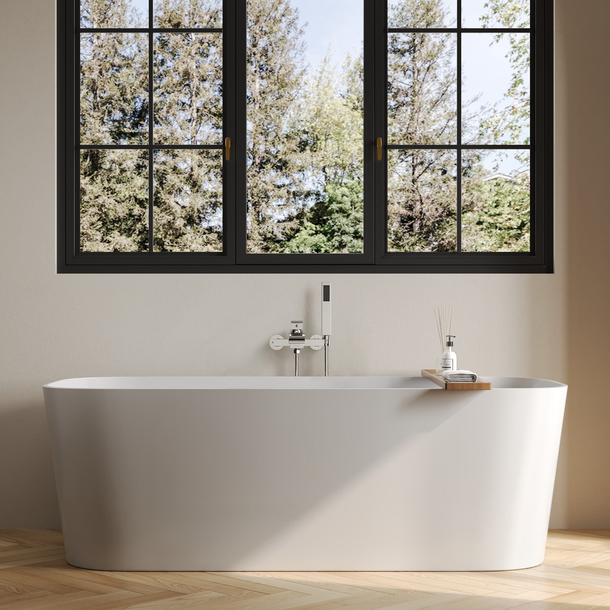 EVERSTEIN Wall Mounted Bathtub Faucet with Hand Shower