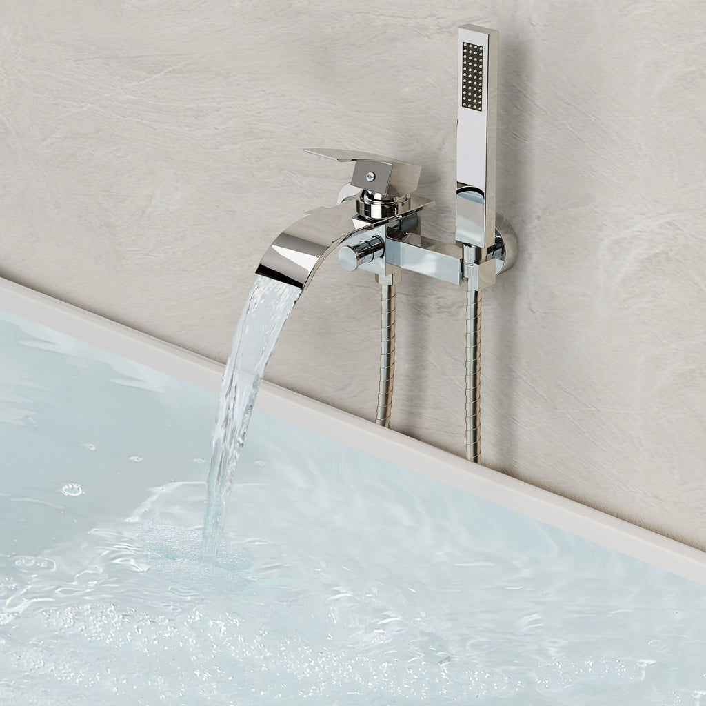 EVERSTEIN Wall Mounted Bathtub Faucet with Hand Shower