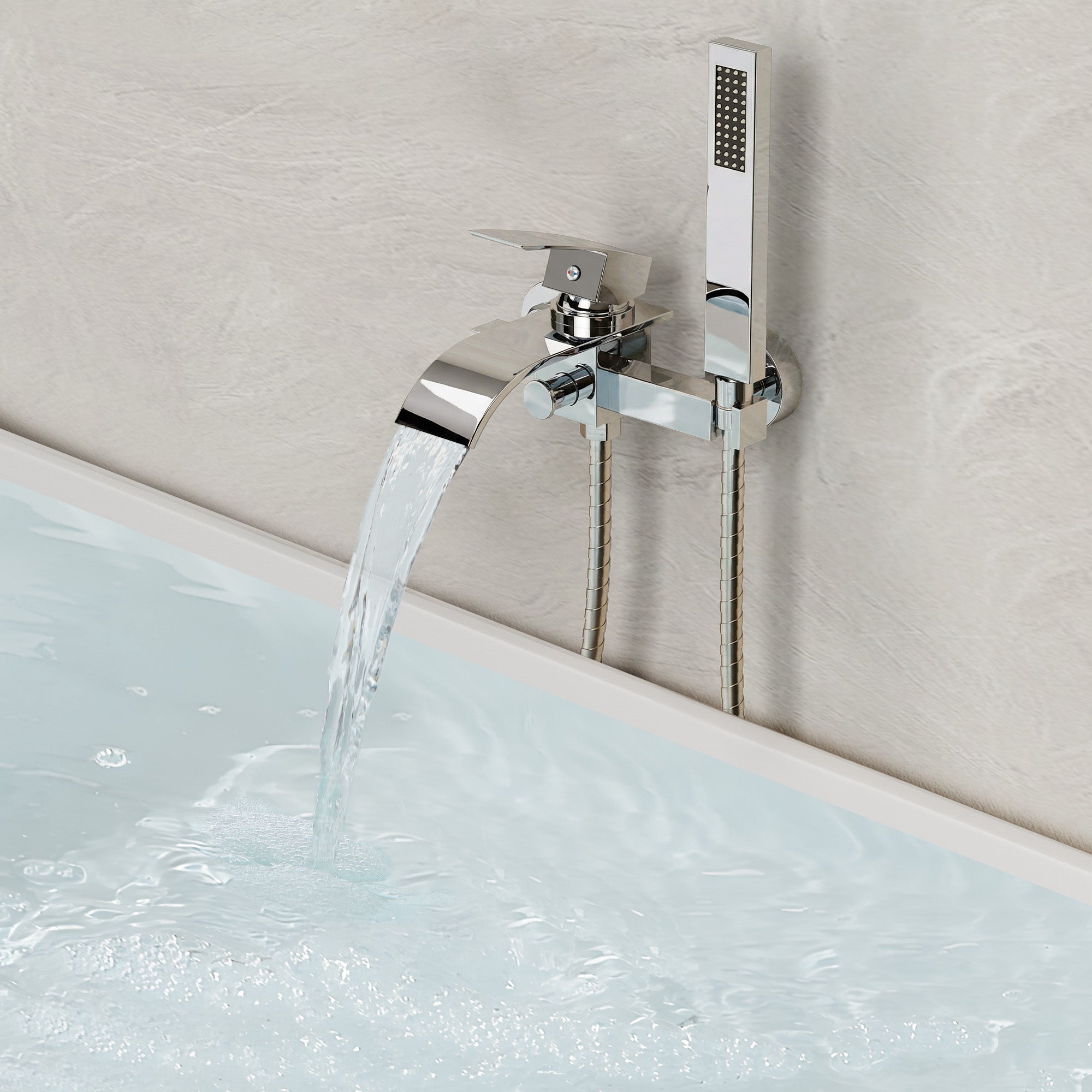 EVERSTEIN Wall Mounted Bathtub Faucet with Hand Shower