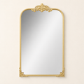 60x87 cm Gold Baroque Wall Bathroom Mirror, Decorative Metal Frame Bathroom Mirror for Living Room, Bedroom and Vanity Decor