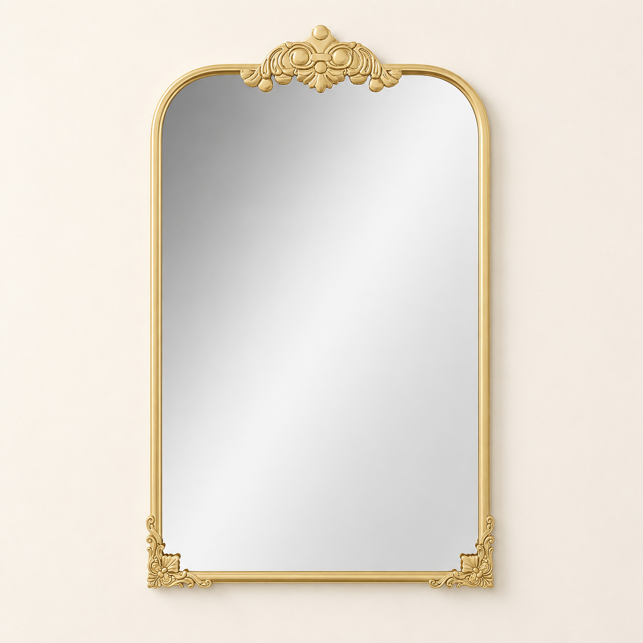 60x87 cm Gold Baroque Wall Bathroom Mirror, Decorative Metal Frame Bathroom Mirror for Living Room, Bedroom and Vanity Decor
