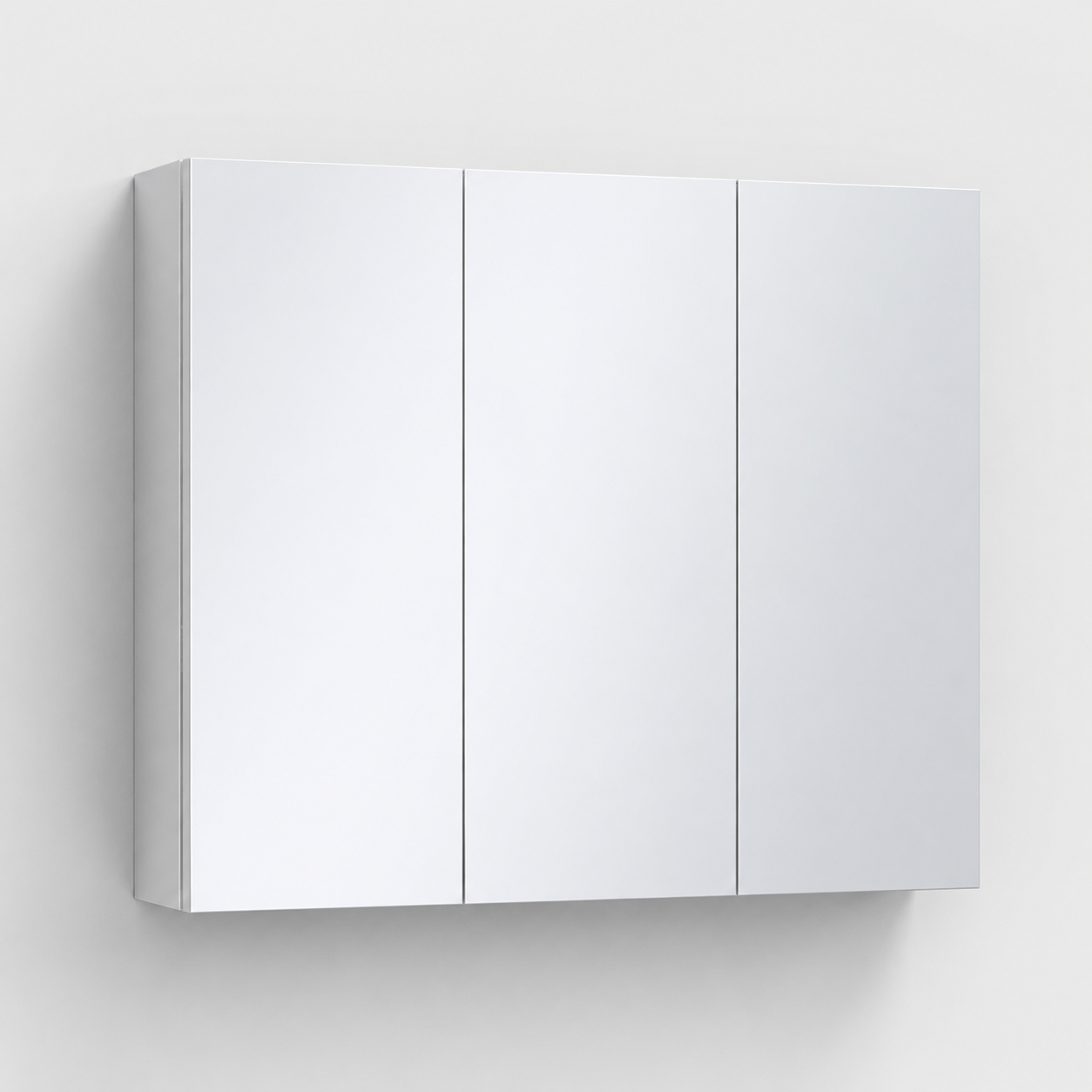 Silver Stainless Steel Bathroom Mirror Cabinet, 3 Glass Doors, 5 Shelves, Wall-Mounted Storage Cabinet 70x12x55 cm for Vanity Room
