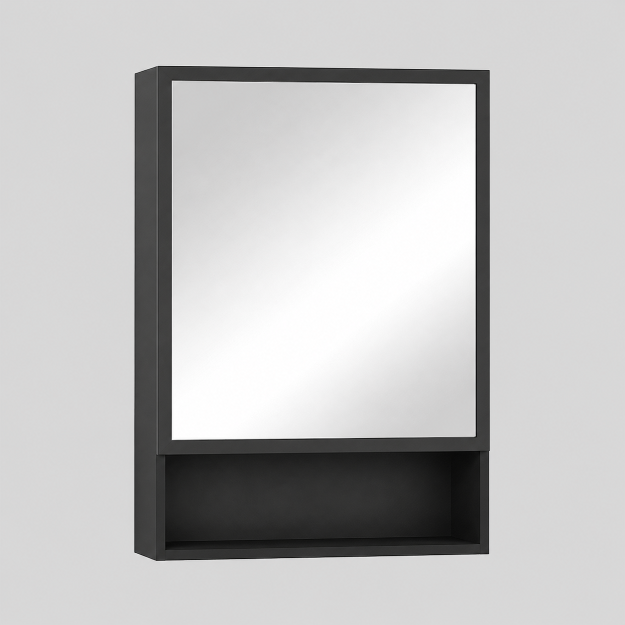 Black Wall-Mounted Bathroom Mirror Cabinet, 3-Tier Space-Saving Storage, Modern Medicine Cabinet for Bath, Vanity and Powder Room