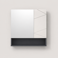 Gray Bathroom Mirror Cabinet with Anti-Fog Mirror Door, Adjustable Shelf, Open Cubby, Wall-Mounted Storage for Small Bath & Vanity
