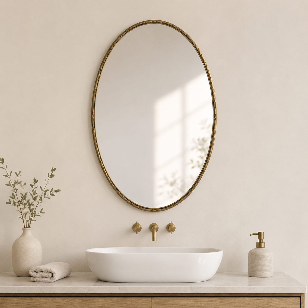 65x3x100 cm Gold Oval Retro Wall Mirror, Antique Iron Frame Decorative Mirror for Bathroom, Bedroom and Living Room