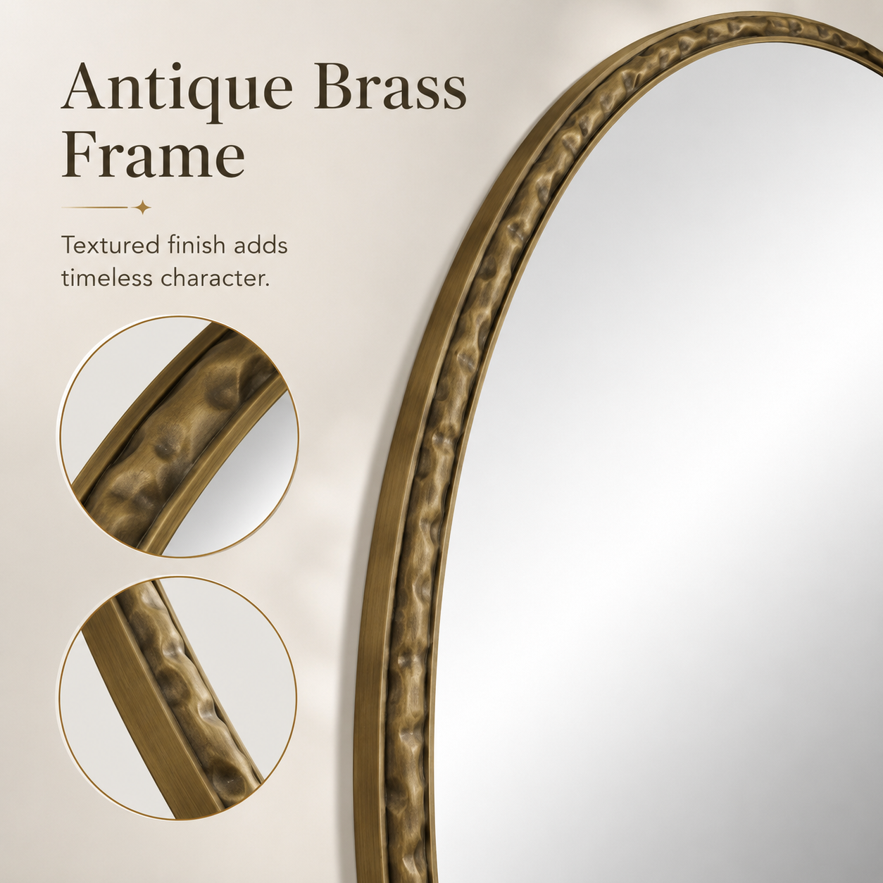 65x3x100 cm Gold Oval Retro Wall Mirror, Antique Iron Frame Decorative Mirror for Bathroom, Bedroom and Living Room