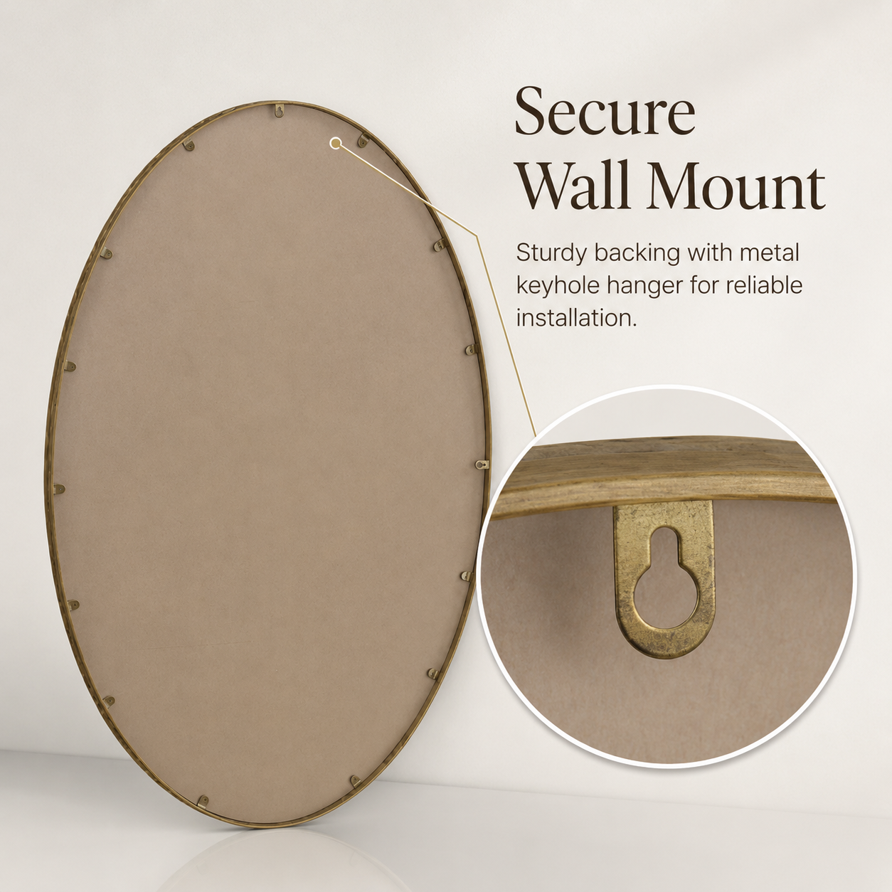 65x3x100 cm Gold Oval Retro Wall Mirror, Antique Iron Frame Decorative Mirror for Bathroom, Bedroom and Living Room